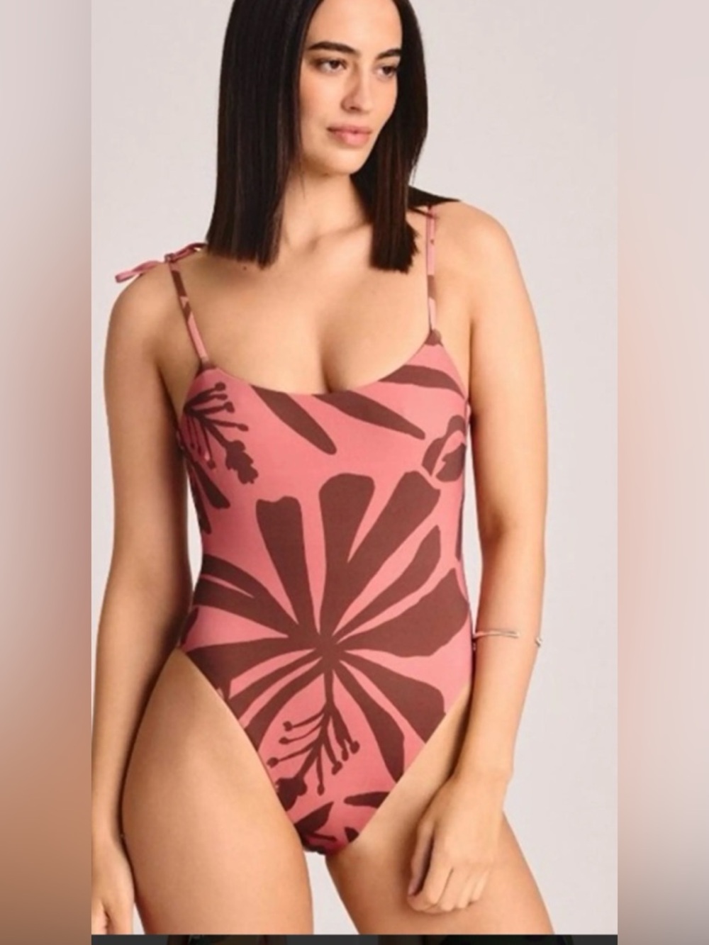 Vitamin A Pink and Brown Floral One-Piece Swimsuit